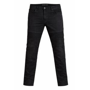 Smoke & Ash Black Moto Jeans 38x32 Ribbed Biker Stretch Denim Pants